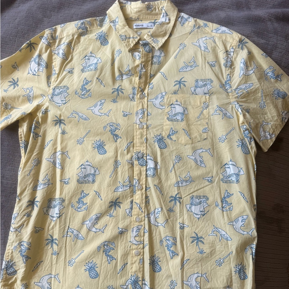 Men's Yellow Nautical Print Shirt